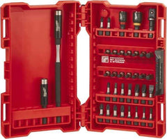 Milwaukee Tool - 36 Piece, Bit Set - 5/64 to 1/4" Hex, Phillips, Slotted, Torx, Square Point - Top Tool & Supply