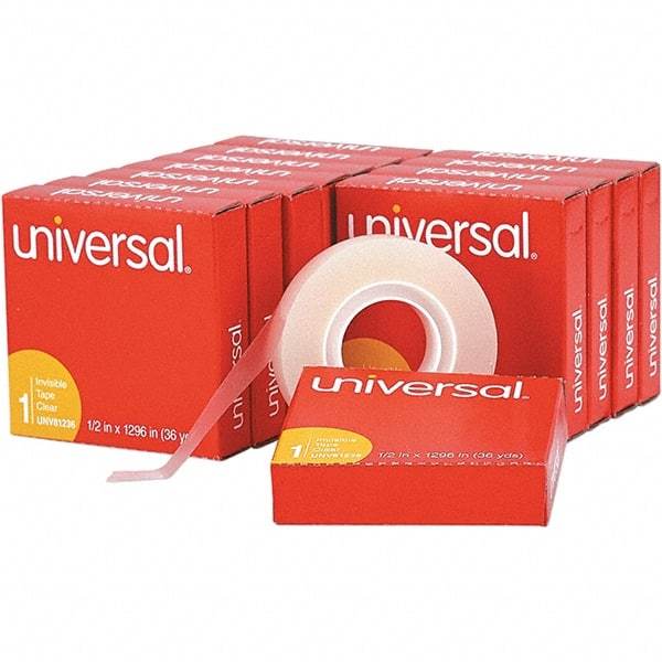 UNIVERSAL - 1/2" Wide x 1mm Thick x 36 yds Long, 81236VP Box Sealing & Label Protection Tape - Clear - Top Tool & Supply