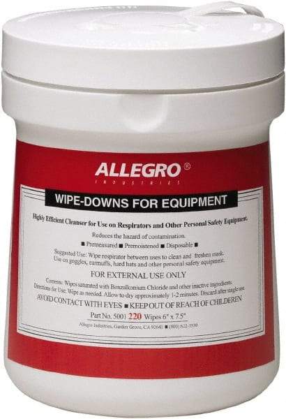 Allegro - Full Face Mask, Half Face Mask Alcohol Wipes - Non-Woven Cloth, 4-3/4" Long x 4-3/4" Wide, Individually Wrapped - Top Tool & Supply