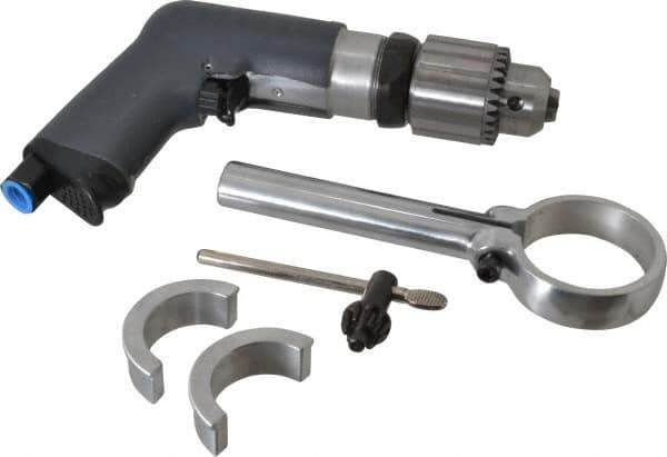 Ingersoll-Rand - 1/2" Reversible Keyed Chuck - Pistol Grip Handle, 900 RPM, 17 CFM, 0.4 hp, 90 psi - Top Tool & Supply