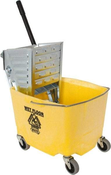 Value Collection - 35 Qt Plastic Metal Bucket & Wringer - 3" Long, Yellow - Top Tool & Supply