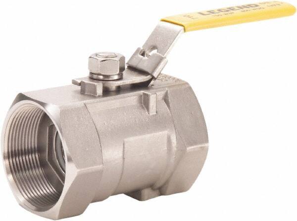 Legend Valve - 1/8" Pipe, Standard Port, Stainless Steel Standard Ball Valve - 1 Piece, FNPT x FNPT Ends, Lever Handle, 800 WOG, 150 WSP - Top Tool & Supply