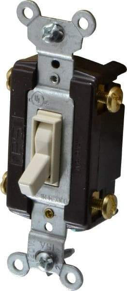 Pass & Seymour - 4 Pole, 120 VAC, 15 Amp, Specification Grade, Toggle, Wall and Dimmer Light Switch - 1-1/4 Inch Wide x 3.281 Inch High - Top Tool & Supply