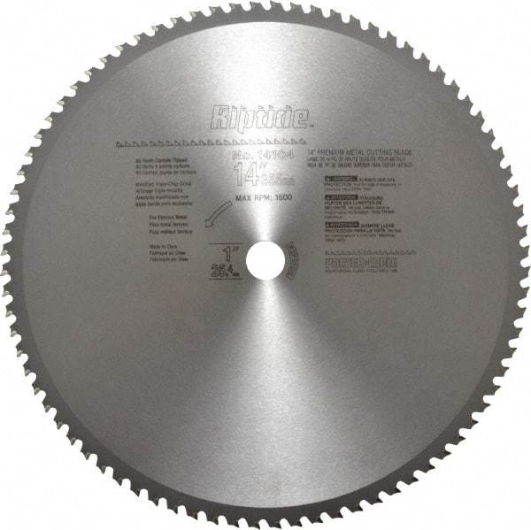 Porter-Cable - 14" Diam, 1" Arbor Hole Diam, 80 Tooth Wet & Dry Cut Saw Blade - Carbide-Tipped, Cutoff Action, Standard Round Arbor - Top Tool & Supply