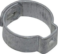 Oetiker - 12.6 to 14.5mm, Zinc-Plated 1-Ear Clamp - 9/16" Noml Size, 6mm Inner Width, 7mm Wide x 0.75mm Thick, Carbon Steel - Top Tool & Supply