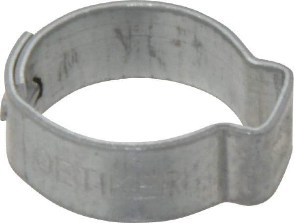 Oetiker - 13.5 to 15.7mm, Zinc-Plated 1-Ear Clamp - 5/8" Noml Size, 7mm Inner Width, 7mm Wide x 0.75mm Thick, Carbon Steel - Top Tool & Supply