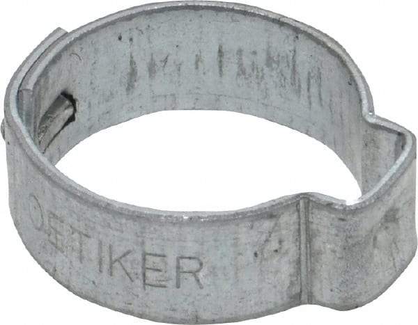 Oetiker - 15.1 to 17mm, Zinc-Plated 1-Ear Clamp - 11/16" Noml Size, 6mm Inner Width, 7mm Wide x 0.75mm Thick, Carbon Steel - Top Tool & Supply