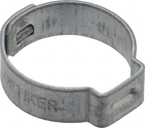 Oetiker - 17 to 19.8mm, Zinc-Plated 1-Ear Clamp - 3/4" Noml Size, 9mm Inner Width, 7mm Wide x 0.75mm Thick, Carbon Steel - Top Tool & Supply