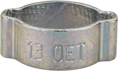 Oetiker - 10.8 to 13mm, Zinc-Plated 2-Ear Clamp - 1/2" Noml Size, 3.45mm Inner Width, 7mm Wide x 1mm Thick, Carbon Steel - Top Tool & Supply