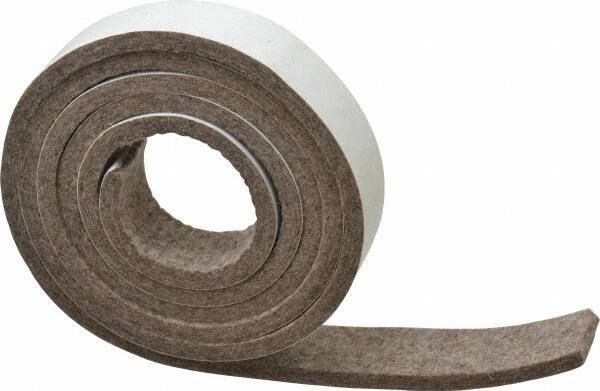 Made in USA - 1/4 Inch Thick x 1 Inch Wide x 5 Ft. Long, Felt Stripping - Gray, Adhesive Backing - Top Tool & Supply