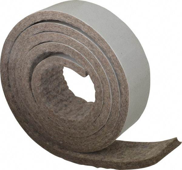 Made in USA - 1/4 Inch Thick x 1-1/2 Inch Wide x 5 Ft. Long, Felt Stripping - Gray, Adhesive Backing - Top Tool & Supply