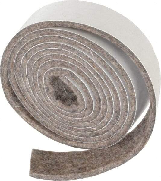 Made in USA - 1/8 Inch Thick x 1 Inch Wide x 5 Ft. Long, Felt Stripping - Gray, Adhesive Backing - Top Tool & Supply