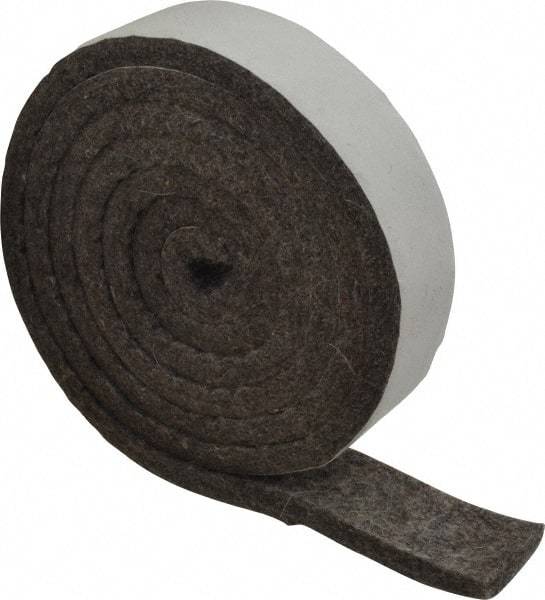 Made in USA - 1/4 Inch Thick x 1 Inch Wide x 5 Ft. Long, Felt Stripping - Gray, Adhesive Backing - Top Tool & Supply