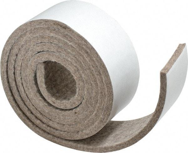 Made in USA - 1/4 Inch Thick x 2 Inch Wide x 5 Ft. Long, Felt Stripping - Gray, Adhesive Backing - Top Tool & Supply