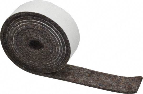 Made in USA - 1/8 Inch Thick x 1 Inch Wide x 5 Ft. Long, Felt Stripping - Gray, Adhesive Backing - Top Tool & Supply