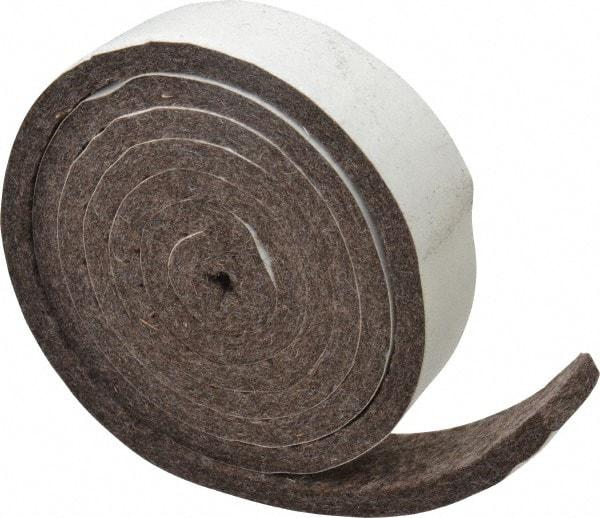 Made in USA - 1/4 Inch Thick x 1 Inch Wide x 5 Ft. Long, Felt Stripping - Gray, Adhesive Backing - Top Tool & Supply