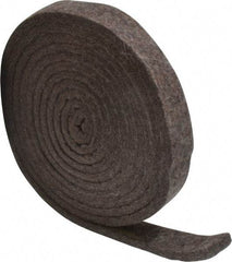 Made in USA - 1/4 Inch Thick x 1 Inch Wide x 10 Ft. Long, Felt Stripping - Gray, Plain Backing - Top Tool & Supply