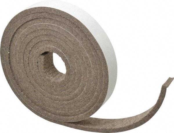 Made in USA - 1/4 Inch Thick x 1 Inch Wide x 10 Ft. Long, Felt Stripping - Gray, Adhesive Backing - Top Tool & Supply