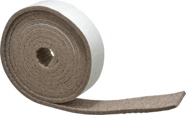 Made in USA - 1/4 Inch Thick x 1-1/2 Inch Wide x 10 Ft. Long, Felt Stripping - Gray, Adhesive Backing - Top Tool & Supply