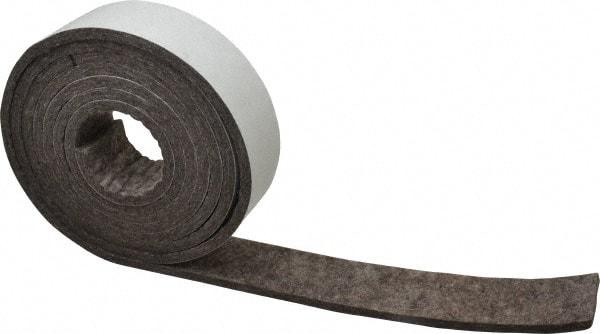 Made in USA - 1/4 Inch Thick x 2 Inch Wide x 10 Ft. Long, Felt Stripping - Gray, Adhesive Backing - Top Tool & Supply