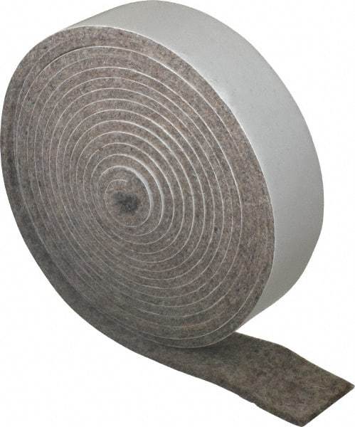 Made in USA - 1/8 Inch Thick x 1 Inch Wide x 10 Ft. Long, Felt Stripping - Gray, Adhesive Backing - Top Tool & Supply