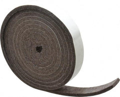 Made in USA - 1/4 Inch Thick x 1 Inch Wide x 10 Ft. Long, Felt Stripping - Gray, Adhesive Backing - Top Tool & Supply