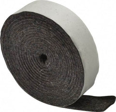 Made in USA - 1/8 Inch Thick x 1 Inch Wide x 10 Ft. Long, Felt Stripping - Gray, Adhesive Backing - Top Tool & Supply