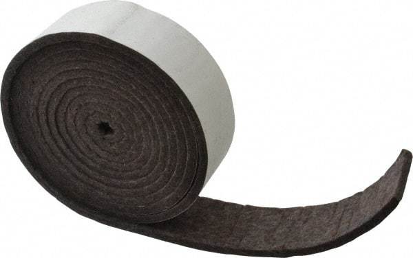 Made in USA - 1/4 Inch Thick x 2 Inch Wide x 10 Ft. Long, Felt Stripping - Gray, Adhesive Backing - Top Tool & Supply