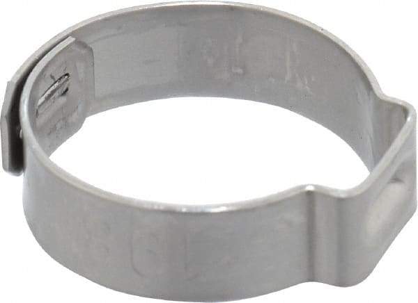 Oetiker - 17 to 19.8mm, 1-Ear Clamp - 3/4" Noml Size, 9mm Inner Width, 7mm Wide x 0.6mm Thick, Stainless Steel - Top Tool & Supply