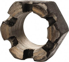 Value Collection - 2-12 UNF Grade 2 Steel Slotted Locknut - 3" Width Across Flats, 1-23/32" High, Uncoated - Top Tool & Supply