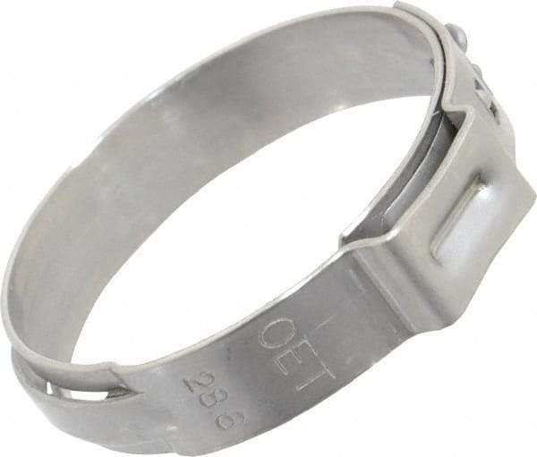 Oetiker - Stepless Ear Clamp - 1-1/8" Noml Size, 10mm Inner Width, 7mm Wide x 0.6mm Thick, Stainless Steel - Top Tool & Supply