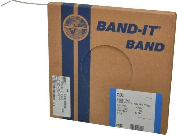 Made in USA - Grade 200 to 300, Stainless Steel Banding Strap Roll - 3/8" Wide x 0.015" Thick - Top Tool & Supply