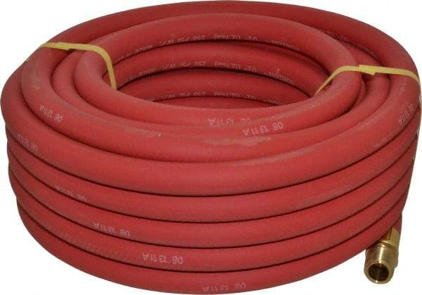 Continental ContiTech - 1/2" ID x 0.838" OD 50' Long Multipurpose Air Hose - MNPT x MNPT Ends, 250 Working psi, -40 to 190°F, 1/2" Fitting, Red - Top Tool & Supply