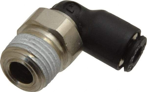 Legris - 1/8" OD, 1/8 NPT, Nylon/Nickel Plated Brass Push-to-Connect Male Elbow - 290 Max psi - Top Tool & Supply