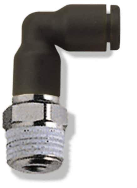 Legris - 5/32" OD, 1/4 NPT, Nylon/Nickel Plated Brass Push-to-Connect Extended Male Elbow - 290 Max psi - Top Tool & Supply