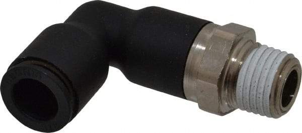 Legris - 3/8" OD, 1/4 NPT, Nylon/Nickel Plated Brass Push-to-Connect Extended Male Elbow - 290 Max psi - Top Tool & Supply