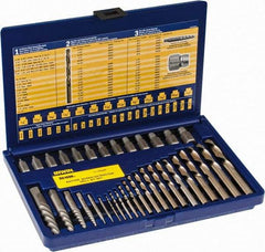 Irwin Hanson - 35 Piece Spiral Flute Screw Extractor & Drill Set - Screw Range 1/8 to 1/2" - Top Tool & Supply