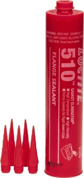 Loctite - 300ml 510 Gasket Eliminator Flange Sealant - -65 to 400°F, Red, Comes in Cartridge - Top Tool & Supply