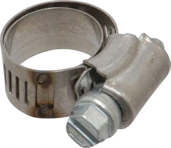 IDEAL TRIDON - SAE Size 6, 1/2 to 7/8" Diam, Stainless Steel Shielded Worm Drive Clamp - Material Grade 201, Series 613 - Top Tool & Supply