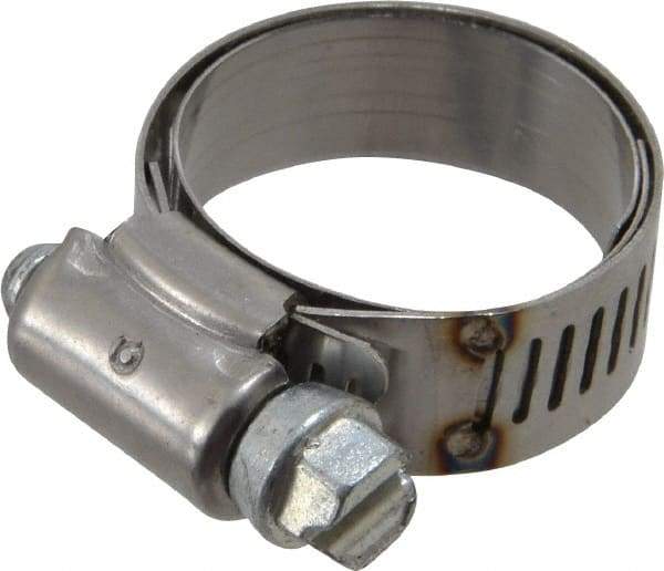 IDEAL TRIDON - SAE Size 12, 11/16 to 1-1/4" Diam, Stainless Steel Shielded Worm Drive Clamp - Material Grade 201, Series 613 - Top Tool & Supply