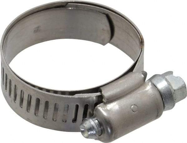 IDEAL TRIDON - SAE Size 16, 3/4 to 1-1/2" Diam, Stainless Steel Shielded Worm Drive Clamp - Material Grade 201, Series 613 - Top Tool & Supply