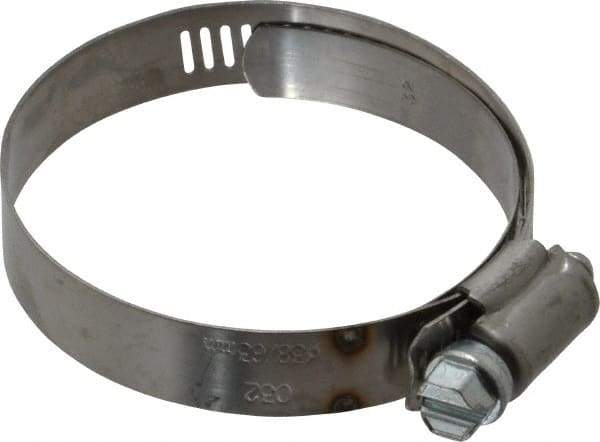 IDEAL TRIDON - SAE Size 32, 1-9/16 to 2-1/2" Diam, Stainless Steel Shielded Worm Drive Clamp - Material Grade 201, Series 613 - Top Tool & Supply