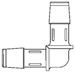 Made in USA - 1/8" Barb, Polypropylene Single Barbed Tube Elbow - Natural - Top Tool & Supply