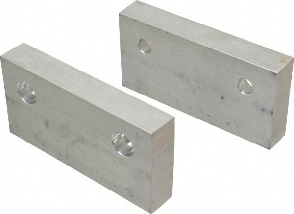 Gibraltar - 6" Wide x 3" High x 1" Thick, Flat/No Step Vise Jaw - Soft, Aluminum, Fixed Jaw, Compatible with 6" Vises - Top Tool & Supply