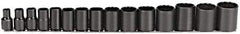 Proto - 15 Piece 1/2" Drive Socket Set - 12 Points, 3/8" to 1-1/4" Range, Inch Measurement Standard - Top Tool & Supply