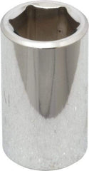 Proto - 1/2" Drive, Standard Hand Socket - 6 Points, 1-1/2" OAL, Chrome Finish - Top Tool & Supply