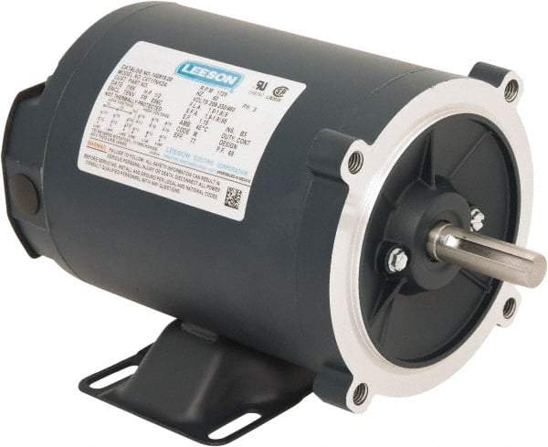 Leeson - 1/2 Max hp, 1,800 Max RPM, Electric AC DC Motor - 230/460 V Input, Three Phase, S56C Frame, C-Face with Base Mount, TENV Enclosure - Top Tool & Supply