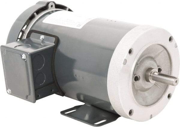 Leeson - 1 Max hp, 1,800 Max RPM, Premium Efficient Electric AC DC Motor - 230/460 V Input, Three Phase, 56C Frame, C-Face with Base Mount, TEFC Enclosure - Top Tool & Supply