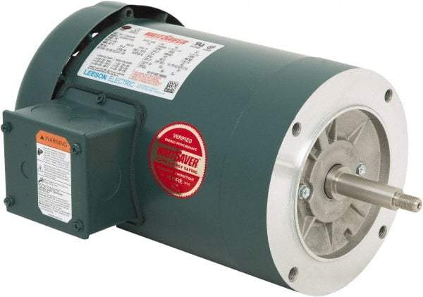 Leeson - 1-1/2 Max hp, 3,600 Max RPM, Premium Efficient Electric AC DC Motor - 230/460 V Input, Three Phase, 56J Frame, C-Face Mount, TEFC Enclosure - Top Tool & Supply