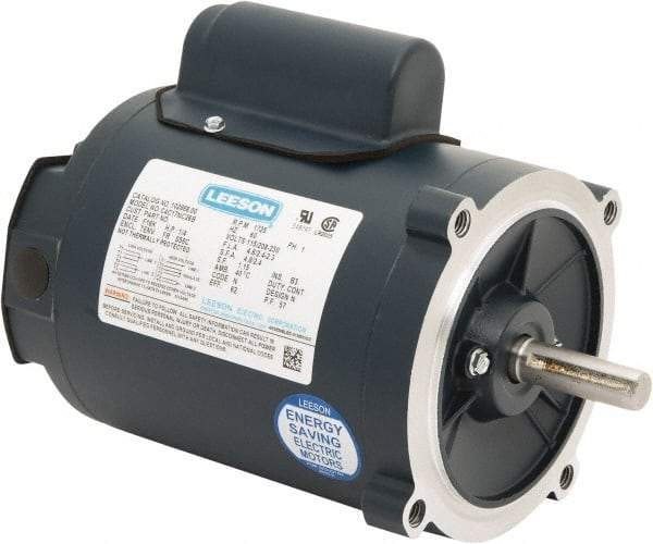 Leeson - 1/4 Max hp, 1,800 Max RPM, Capacitor Start Electric AC DC Motor - 115/230 V Input, Single Phase, S56C Frame, 5/8" Shaft Diam, C-Face Mount, TENV Enclosure - Top Tool & Supply